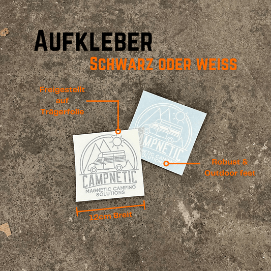 Campnetic Aufkleber am VW Crafter Camper für den Außeneinsatz