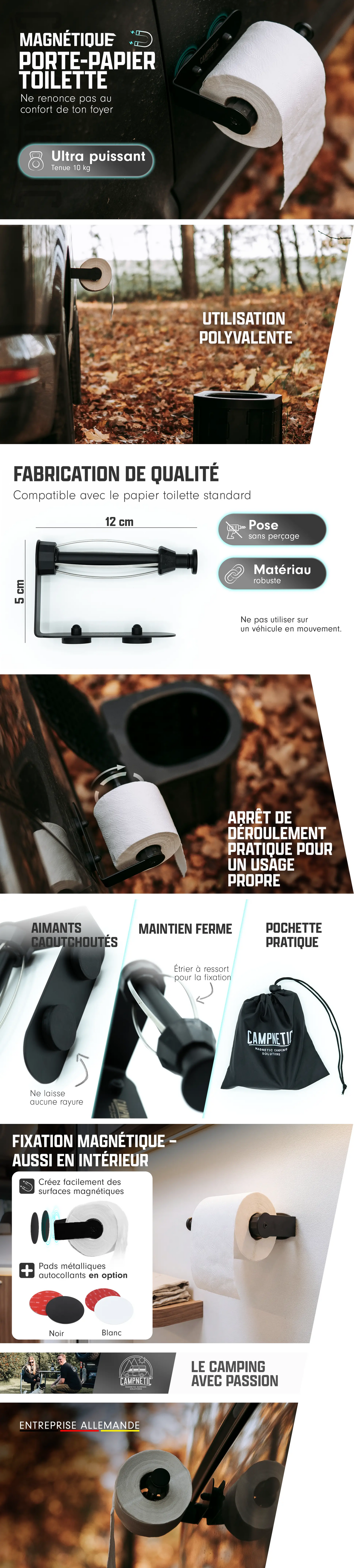 Porte-papier toilette magnétique