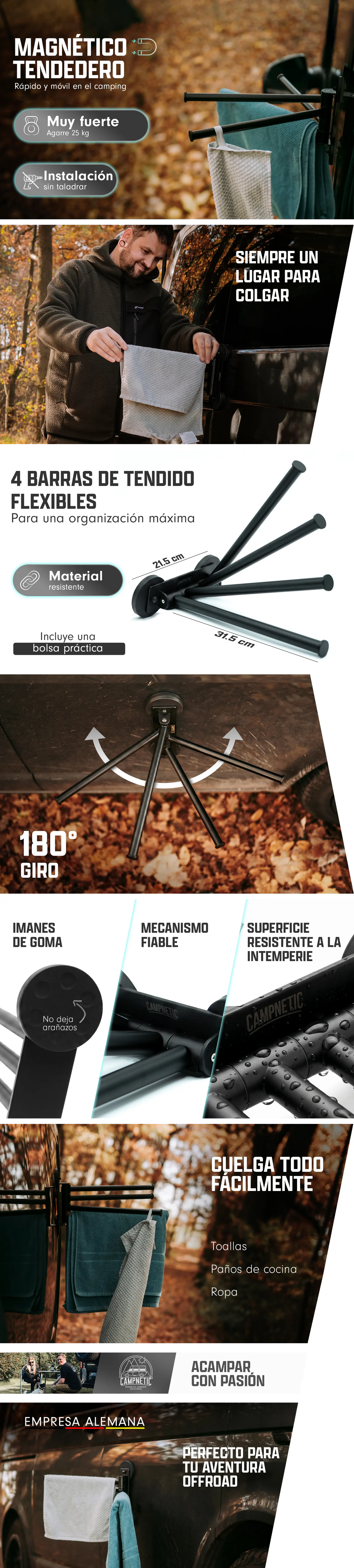 Soporte magnético para la ropa con 4 brazos