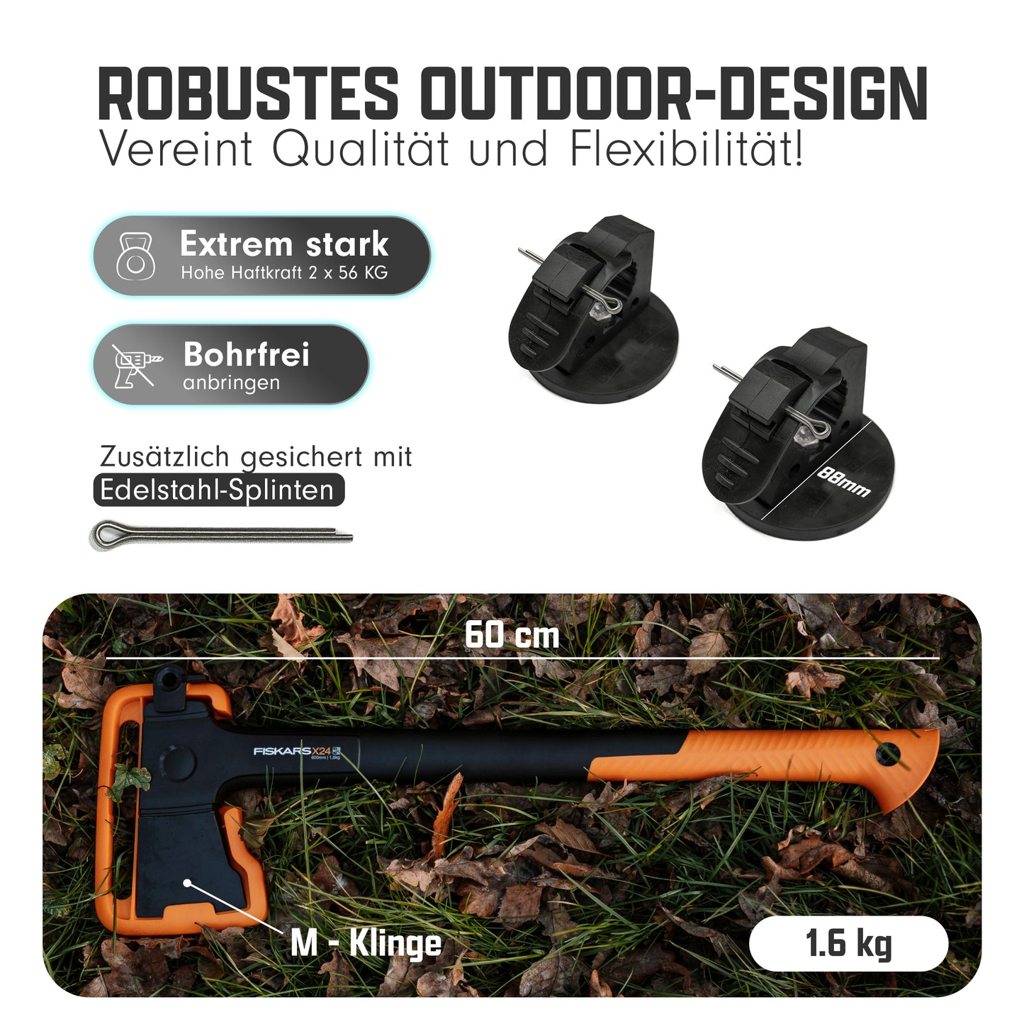 Axt Fiskars anbringen ohne bohren van campervan kastenwagen magnethalterung magnetische halterung