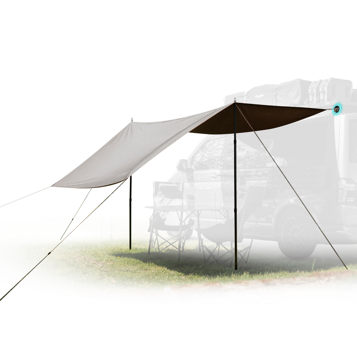 Sonnensegel mit magnetischer Halterung 2,5x3m u. Teleskopstangen