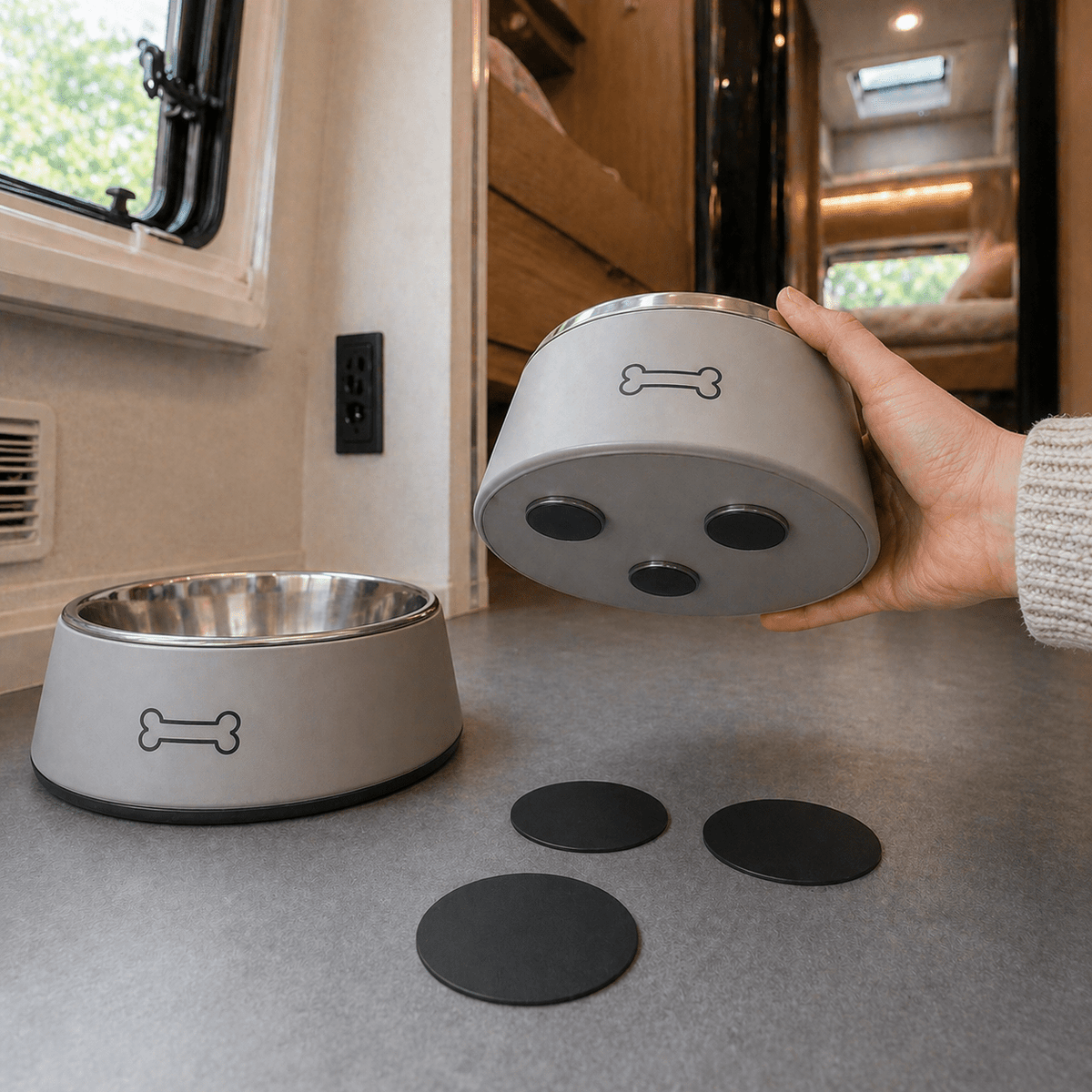 Selbstklebende Magnete für Wohnmobil Hundenapf – Klebemagnete mit starker 3M Klebefolie
