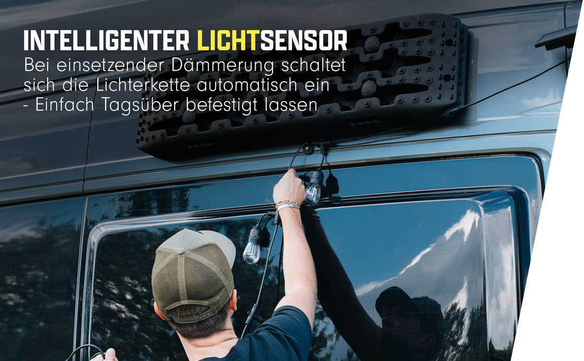 Magnetische Camping Lichterkette mit Solarpanel