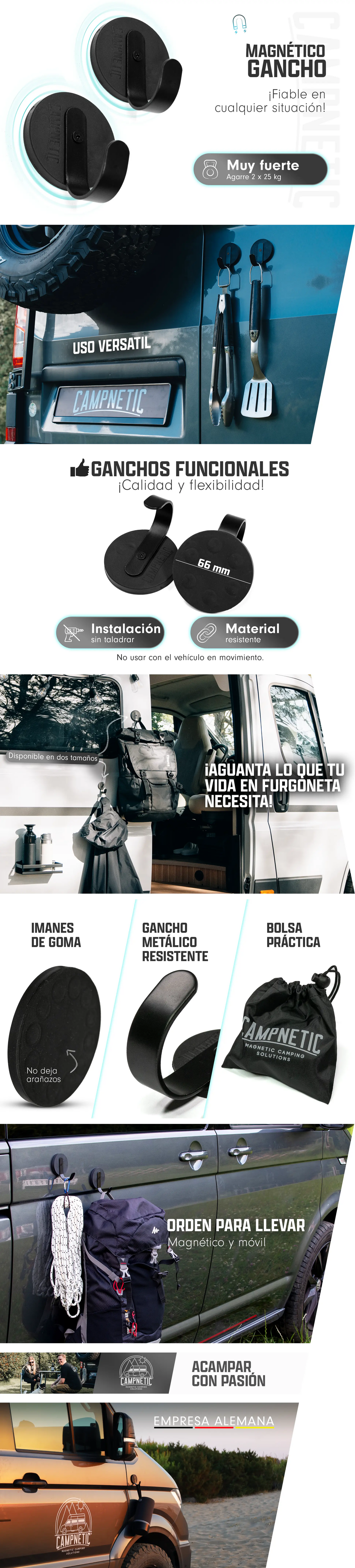 Ganchos magnéticos, juego de 2 - grandes