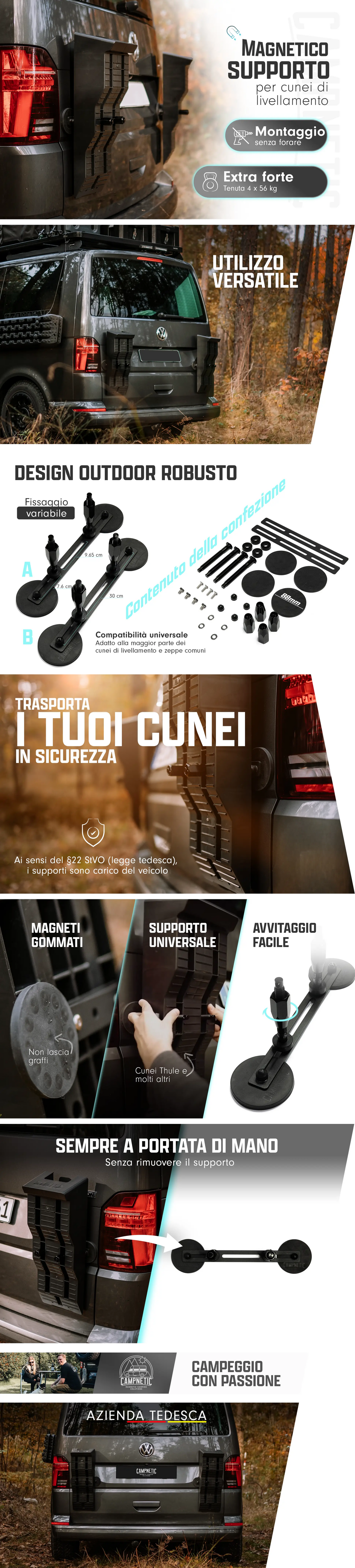 Supporto magnetico per cuneo rampa - Universale