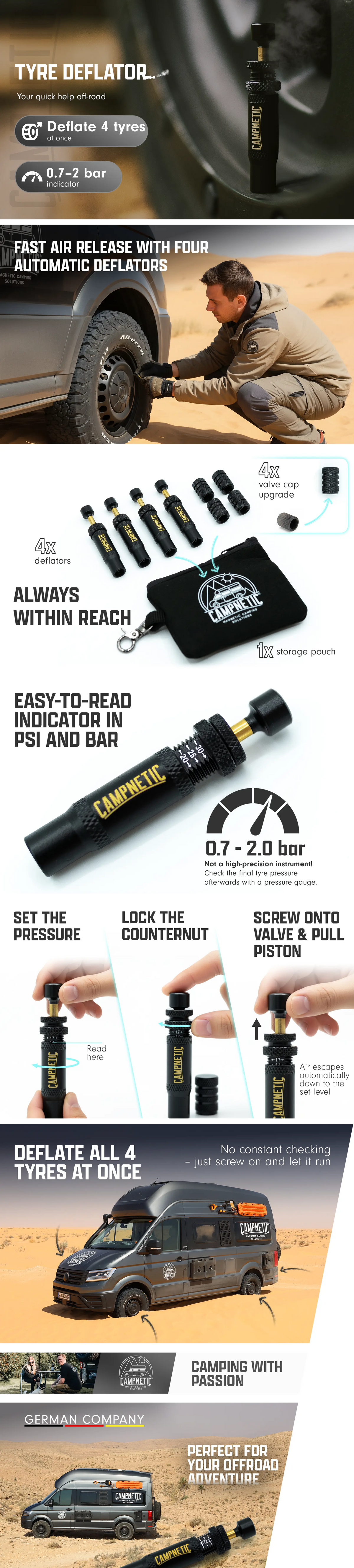 Tire Pressure Release Valves - Set of 4 Automatic Deflators