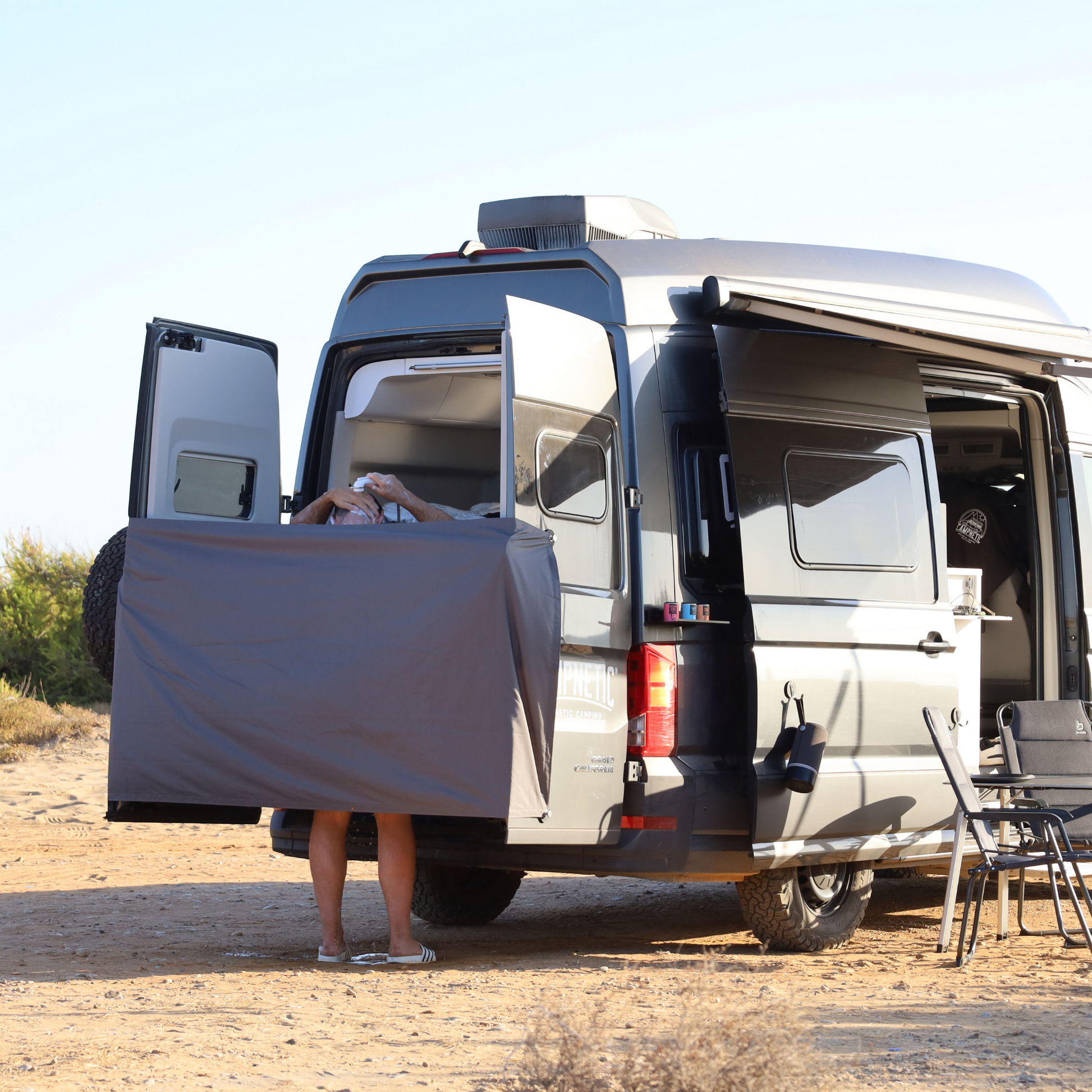 camping duschvorhang Sichtschutz / Duschvorhang mit Magnethalterung für Kastenwagen – Campnetic
