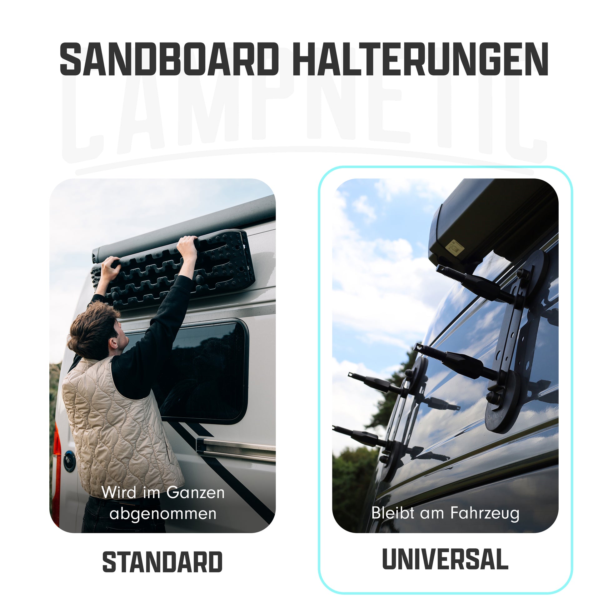 Sandboard halterung universal von campnetic ohne bohren am camper