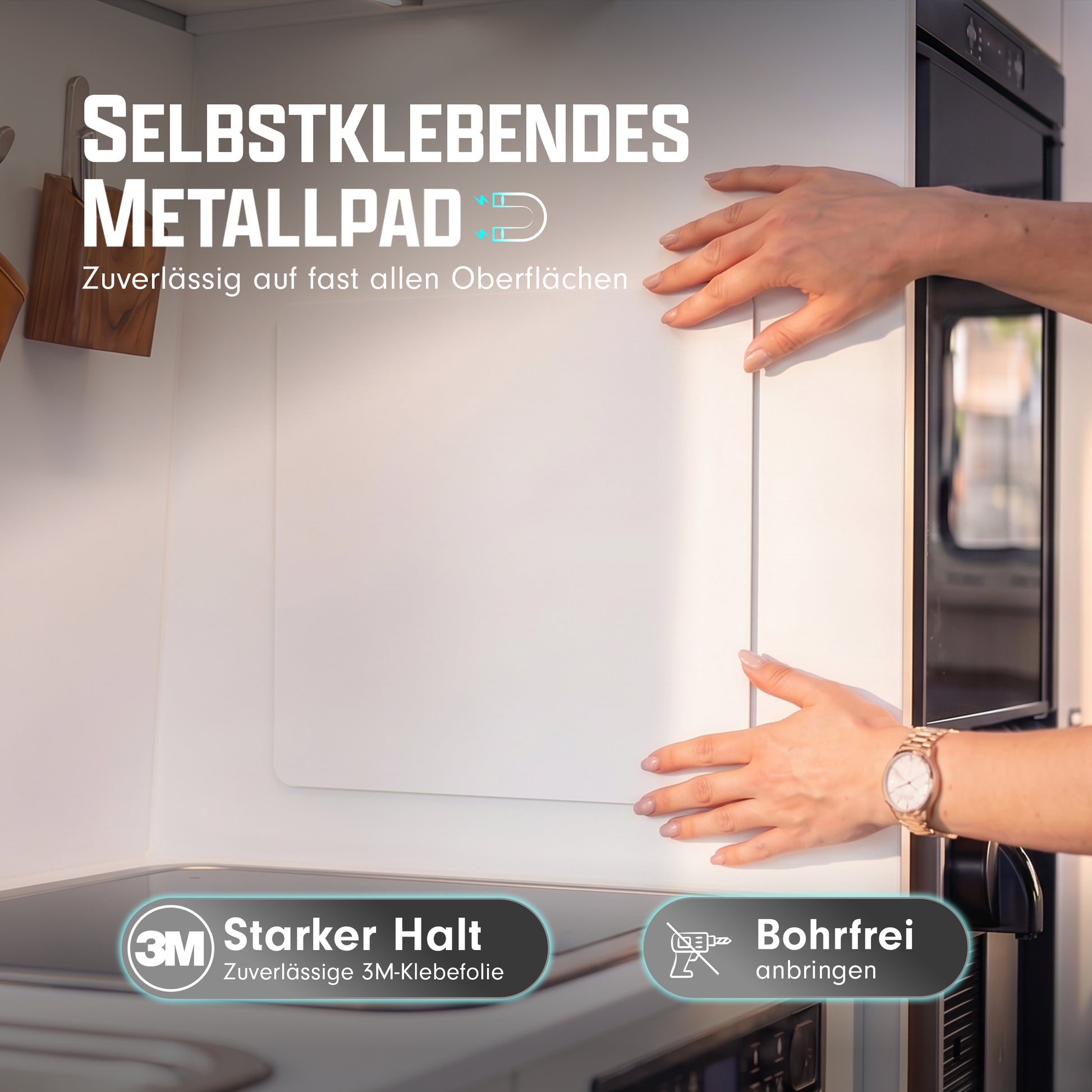 Selbstklebendes Metallpad 30 x 30 cm in Weiß für Wohnmobil und Van