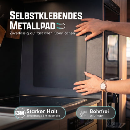 Schwarzes Metallpad 30 x 30 cm für magnetisches Camper-Zubehör