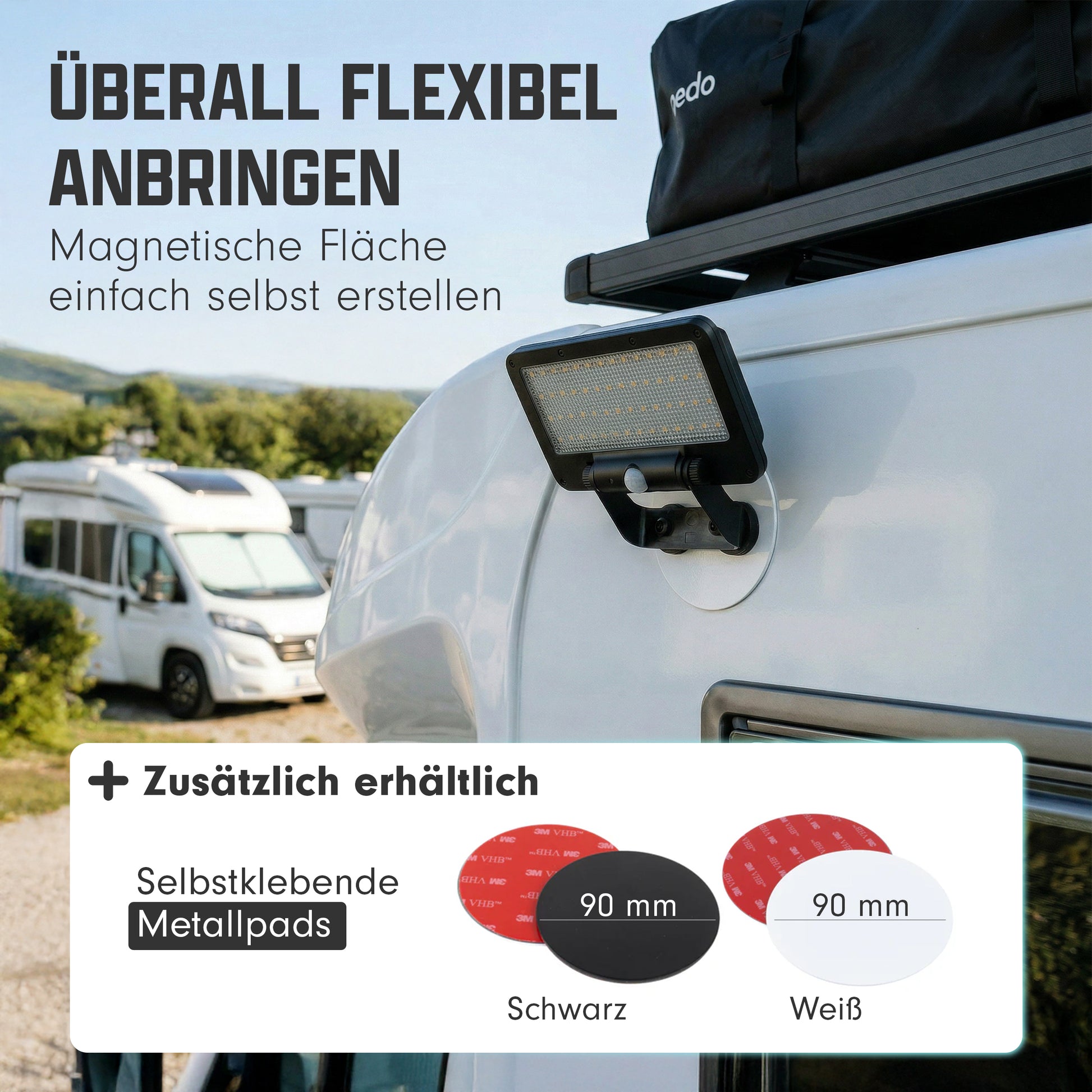 Campingleuchten magnetisch mit Metallpad selbstklebend von Campnetic