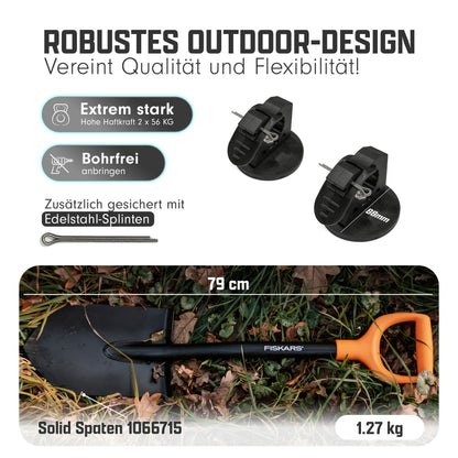 Schaufel Van Spaten anbringen ohne bohren magnethalterung magnetisch magnet fiskars