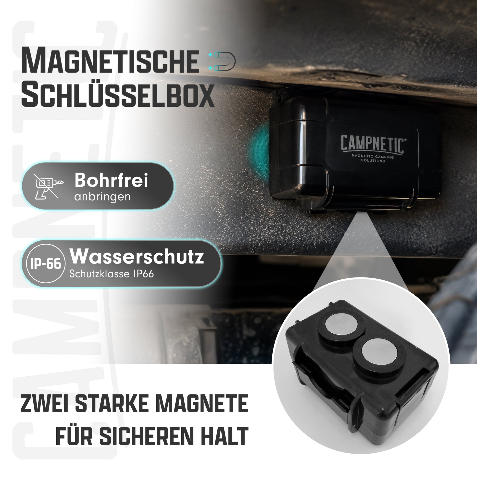 GPS Tracker sicher verstaut in magnetischer Schlüsselbox am Fiat Ducato Camper