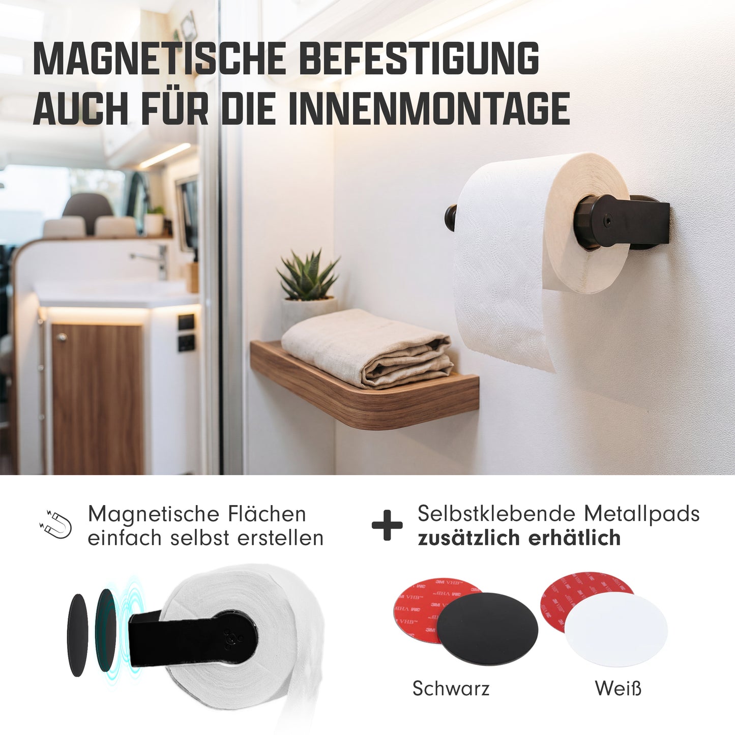 Magnetischer Toilettenpapierhalter mit starker Halterung für Camper und Wohnmobile