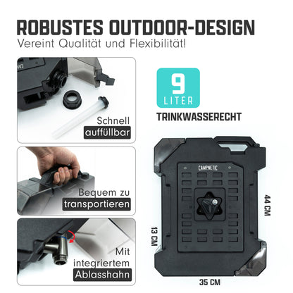 Campnetic magnetischer Wasserkanister 9 Liter trinkwasserecht für Vanlife