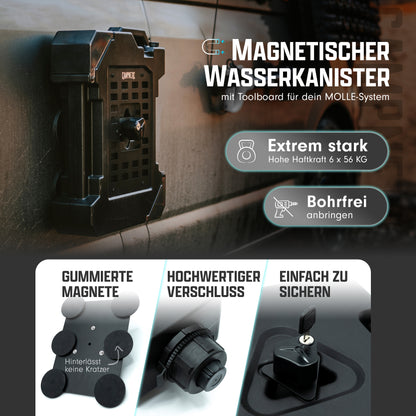 Magnetischer Wasserkanister für Campervan ohne Bohren an Fahrzeug befestigt