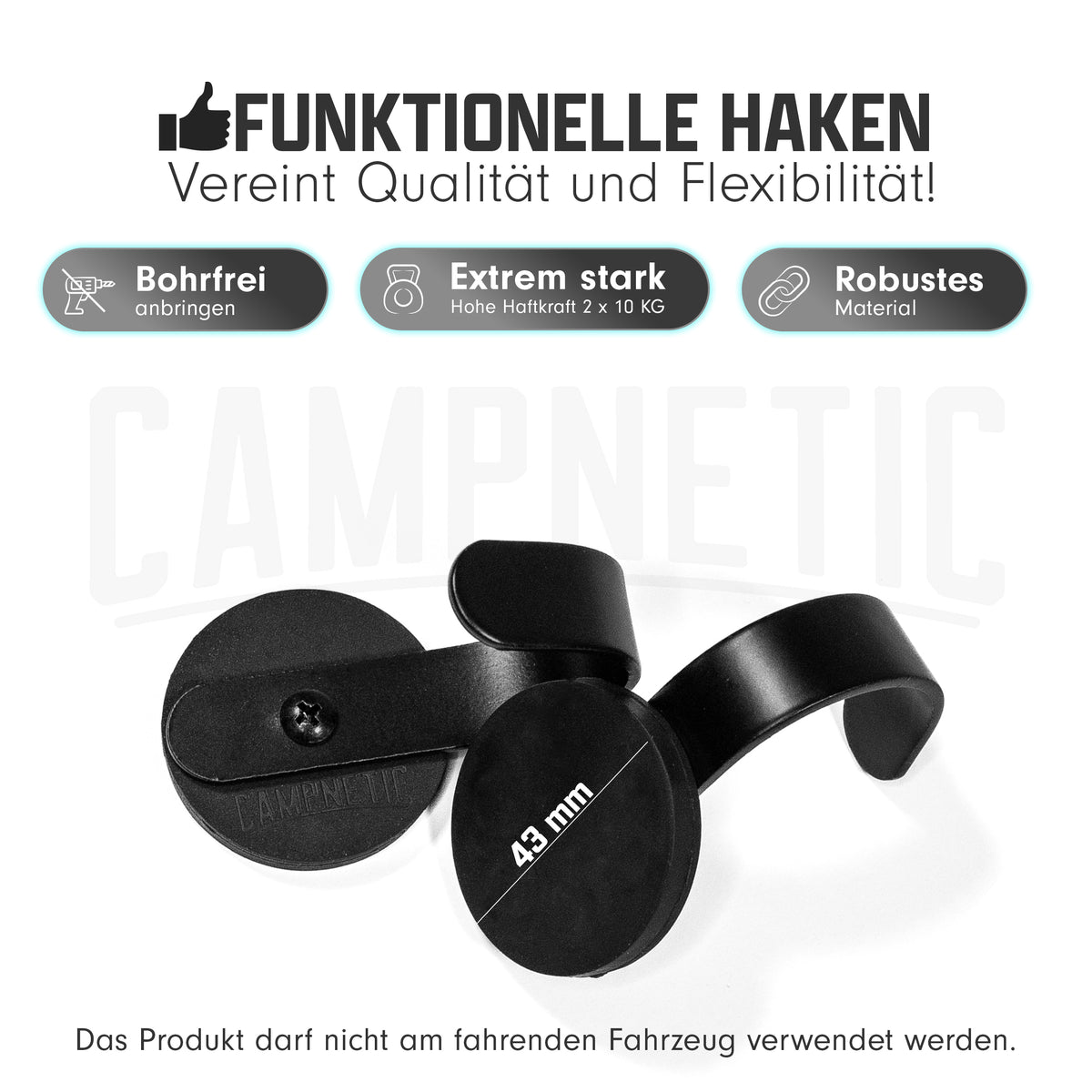 FINDMAG Magnethaken Extra Stark 6 Stück, 10kg+ Magnethaken Schwarz | Magnet Haken für Schlüssel FINDMAG Magnethaken Extra Stark 6 Stück, 10kg+ Magnethaken Schwarz | Magnet Haken für Schlüssel