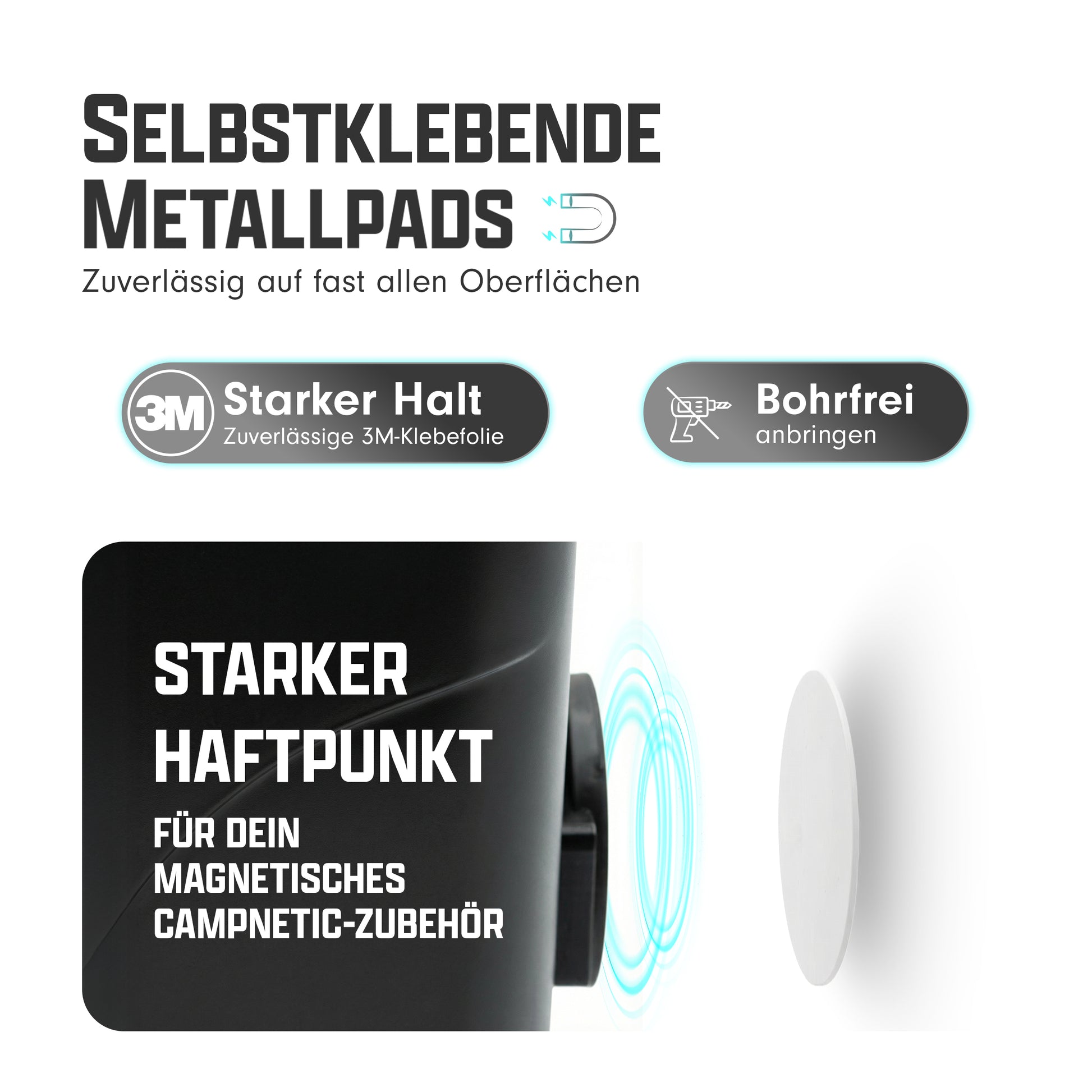 Weißes selbstklebendes Metallpad für magnetisches Camperzubehör
