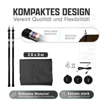 Sonnensegel magnetisch camping camper tarp markise sonnenschutz ohne bohren