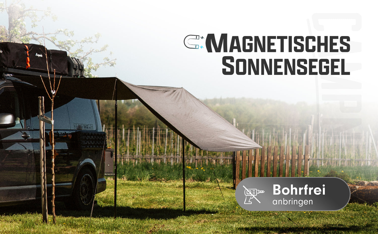 Sonnensegel 2,5×3 m magnetisch inkl. Stangen