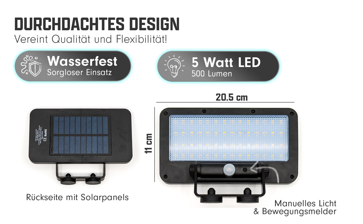 Lampe solaire à LED avec support magnétique et détecteur de mouvement - lot de 2