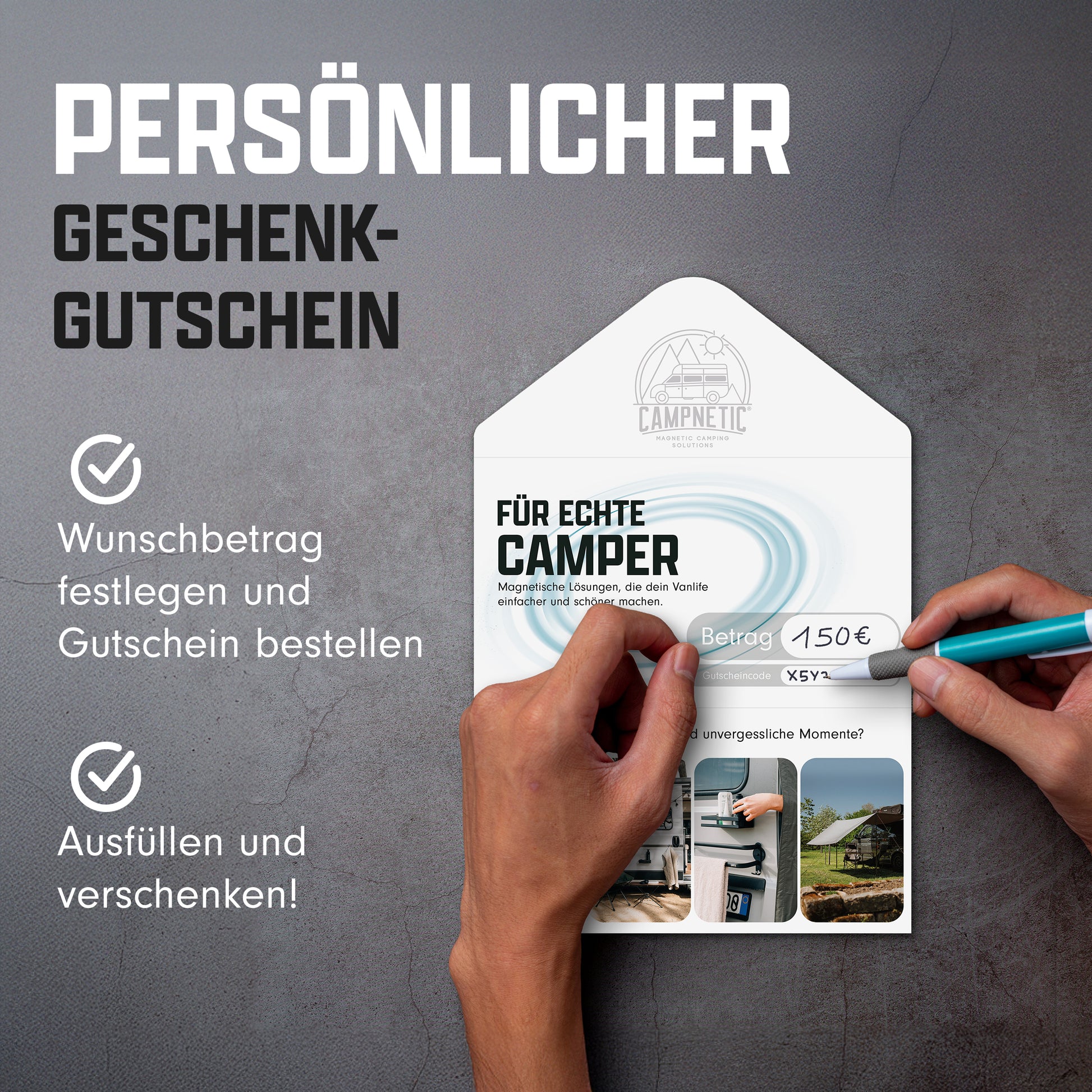 Premium Gutscheinkarte, das ideale Geschenk für Camper
