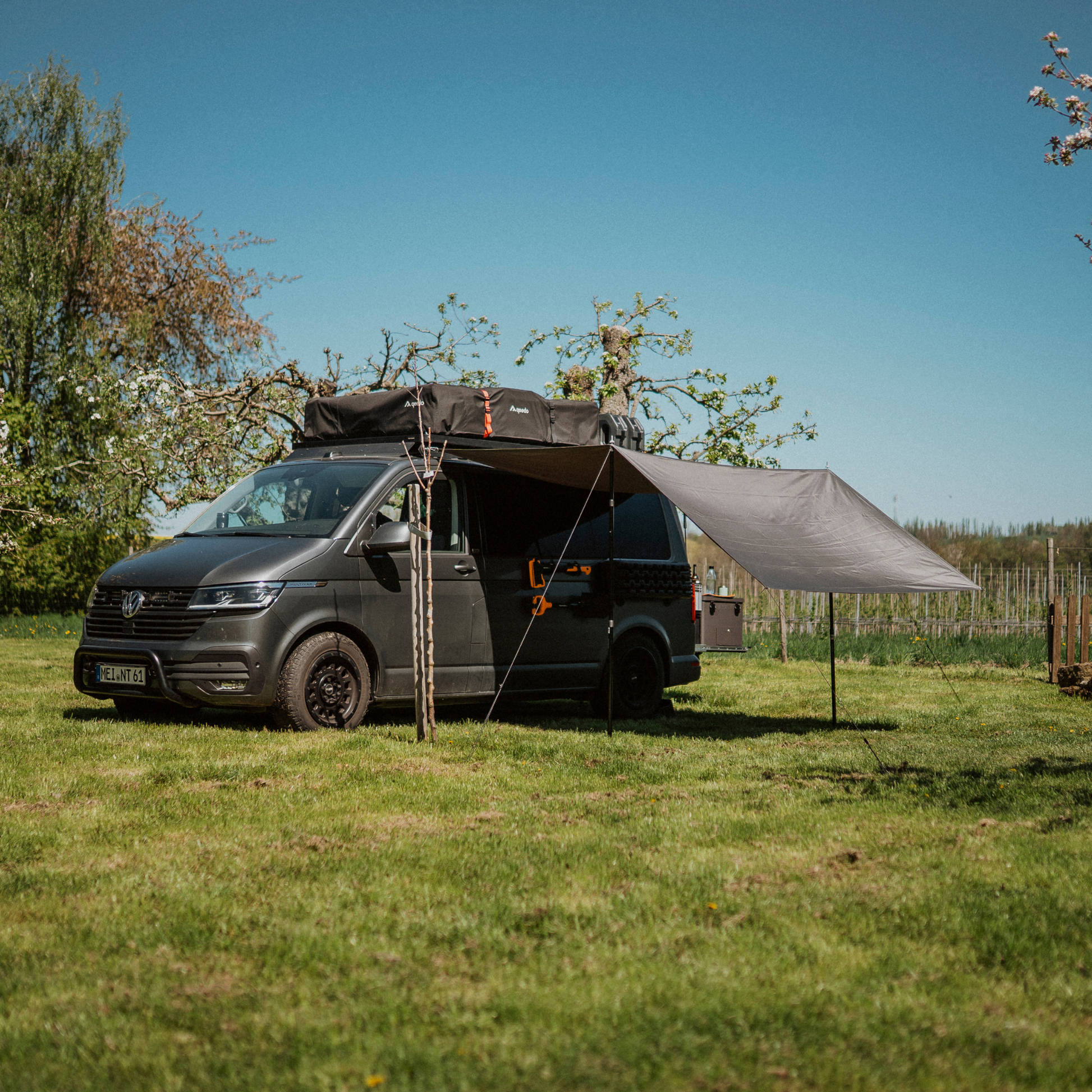 sonnensegel t5 transporter Sun sail with magnetic holder, telescopic poles for campers – Campnetic