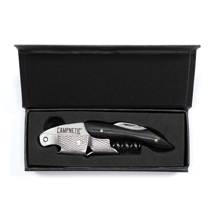 Campnetic Weinöffner aus Edelstahl – langlebiges Camping- und Outdoor-Werkzeug.
