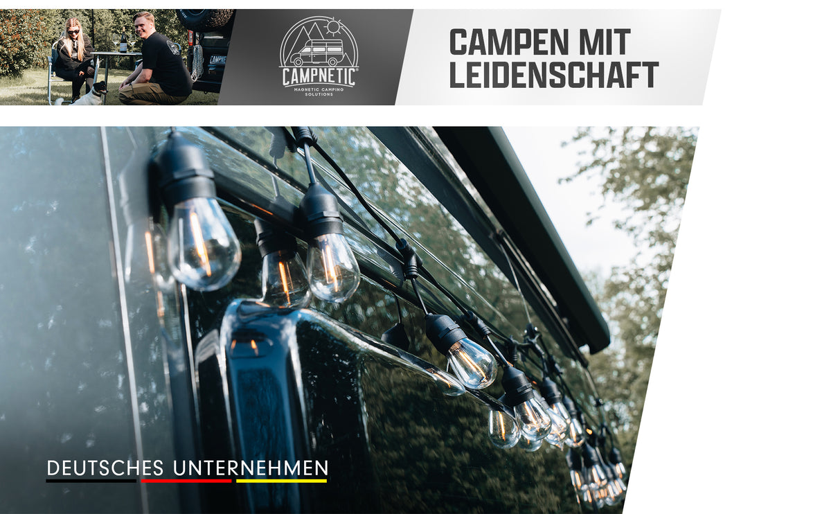 Magnetische Camping Lichterkette mit Solarpanel