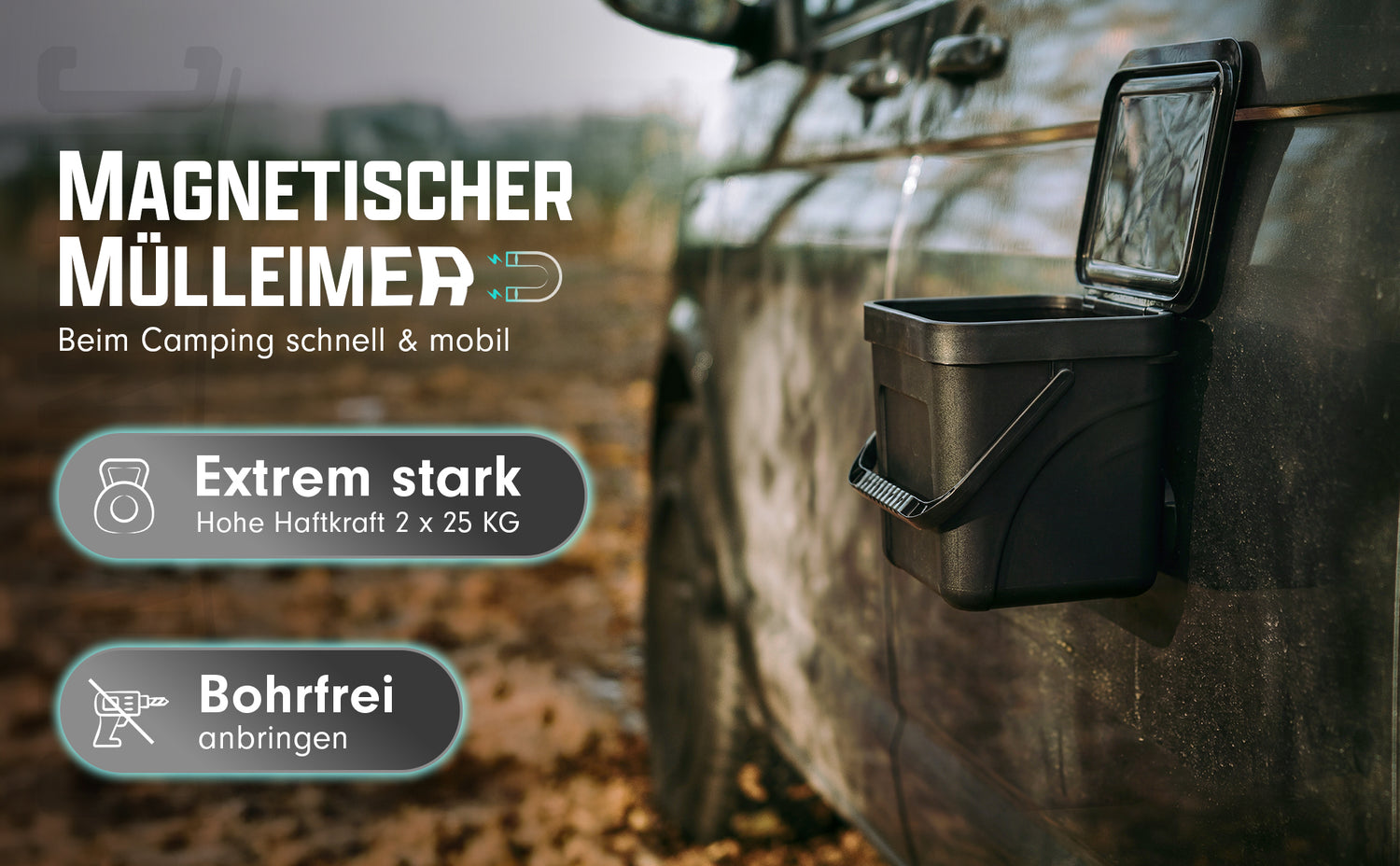 mülleimer camper Magnetischer Mülleimer 8l für Camper, Van & Wohnmobile