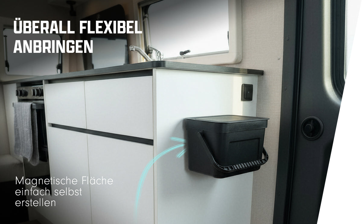 Magnetischer Mülleimer schwarz 8l