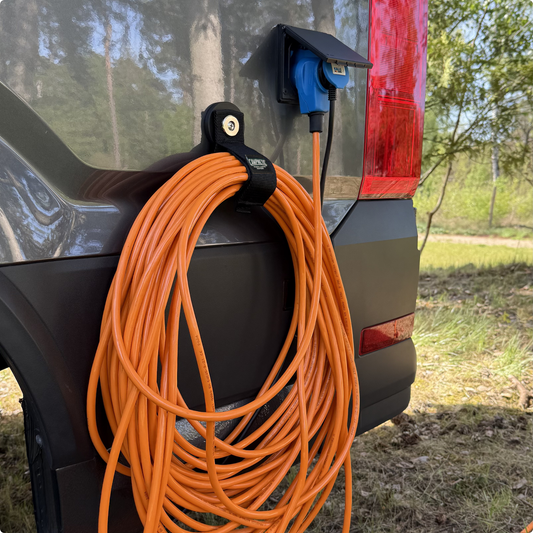 magnetische halterung für stromkabel, teppiche und andere campingzubehör teile mit klettschlaufe ohne bohren