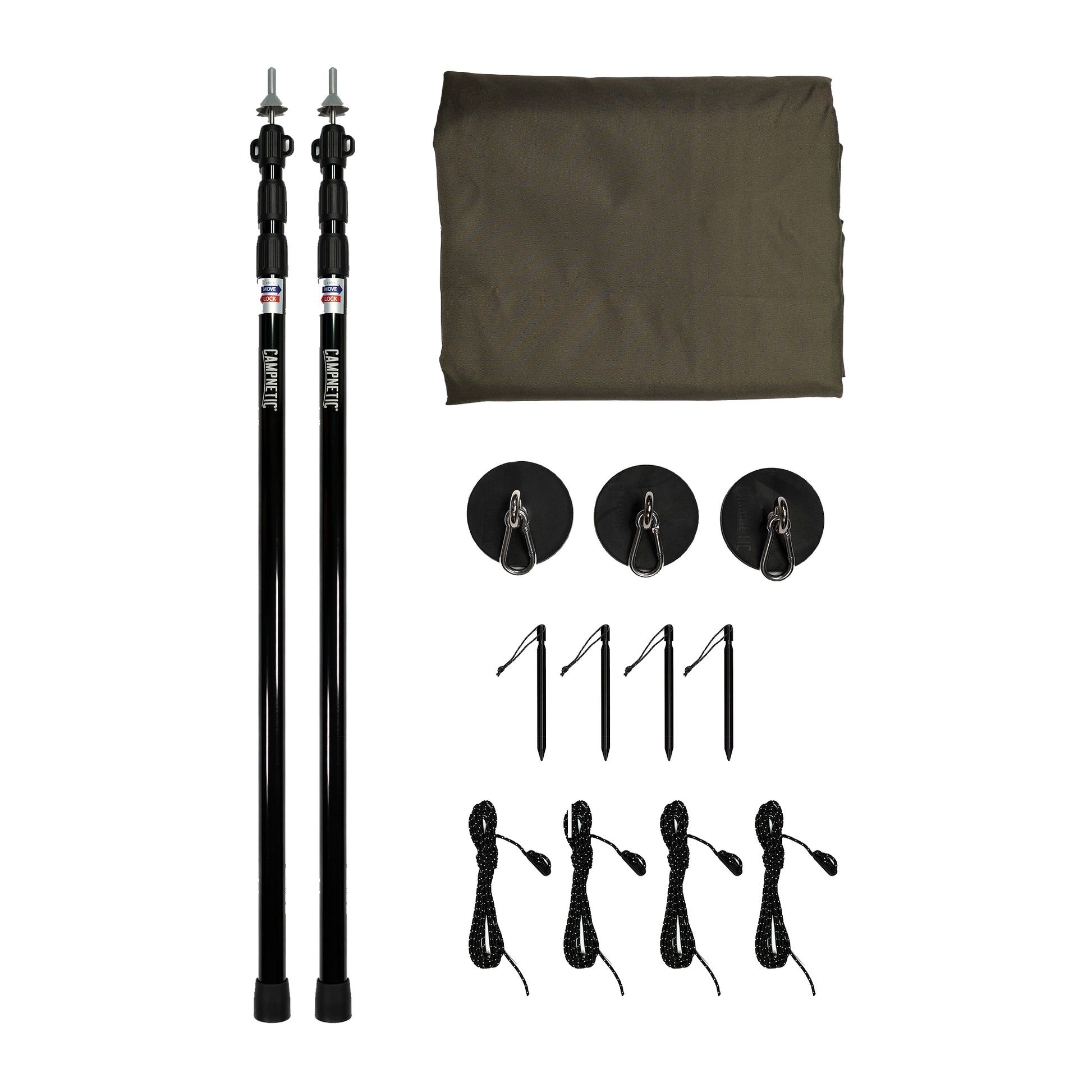 magnetic tarp Sun sail with magnetic holder, telescopic poles for campers – Campnetic